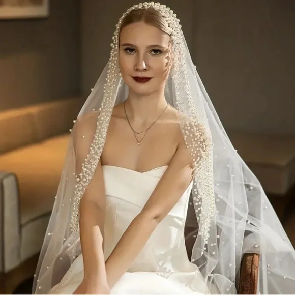 New Wedding veil with pearls ✨💕💕